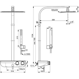 Ideal Standard Ceratherm S200 Duschsystem eckig Chrom A7332AA