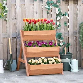 Outsunny Vertikales Hochbeet 65 x 75 x 76 cm Braun