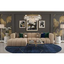 kaiser möbel Ecksofa L-Form Grand L 287 cm, Veloursstoff Salvador, Beige, Links - Beige