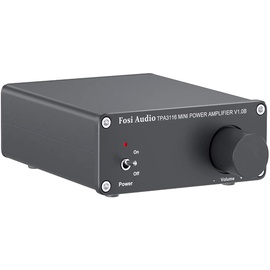 Fosi Audio V1.0B Stereo Verstärker Lautsprecher 50 W x 2, 2 Kanal Audioverstärker Mini-HiFi-Klasse D Integrierter TPA3116- mit 19 V, 4,74 A Netzteil