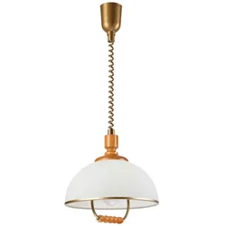 Licht-Erlebnisse Pendelleuchte TAVEM Bronze Weiß Kiefer 1x E27 bis 60W LE121703