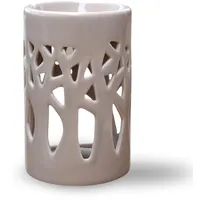 Parfümbrenner Schmelzender Brenner Duftwachs Diffusor für Öl und Duft - Kerzenhalter Windlicht Aromatherapie aus Keramik mit Lichtprojektion - H 11 cm Grauer Wald- Zen'Arôme