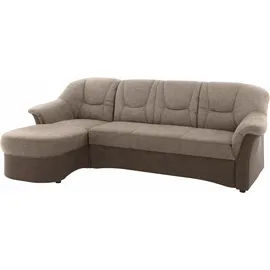 DOMO collection Ecksofa "SARAFINA 232x146 cm, auch mit Federkern für noch mehr Sitzkomfort", braun (braun, braun, beige), B:232cm H:83cm T:146cm, Luxus-Microfaser (92% Polyester, 8% Nylon);Microfaser PRIMABELLE (100% Polyester);Microfaser PRIMABELLE (100% Polyester) /