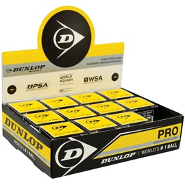 Dunlop Sports Dunlop Squashbälle Pro doppelgelb, 12 Stück, Offizieller Turnier-Squashball