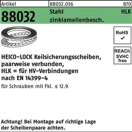 HEICO Befestigungstechnik Keilsicherungsscheibe R 88032 HLK-16 Stahl zinklamellenb. geklebt 100 Stück