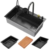 ML-Design Spülbecken Edelstahl 80x46 cm Anthrazit Rechteckig,