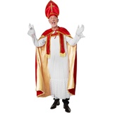 dressforfun Kostüm Herrenkostüm St. Nikolaus in klassischen Farben, St. Nikolaus-Outfit aus glänzendem, rotem Samt mit goldenen Zierborten rot L | L