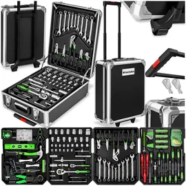 Tectake Werkzeugkoffer Aluminium 1200-teilig schwarz