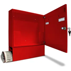 AL Briefkastensysteme Basic Wandbriefkasten RAL 3000 Feuerrot inkl. Zeitungsfach