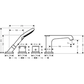 Hansgrohe Citterio E 4-Loch Fliesenrandarmatur Mattschwarz