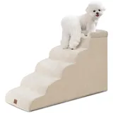 EHEYCIGA Hundetreppe für Kleine Hunde 53 cm Hoch, 5 Stufen, Beige