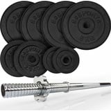 ScSPORTS ScSPORTS® Langhantel Set - 18/28/40/50 kg, inkl. Langhantelstange 30mm, 120/160cm, Gewichte, Gusseisen, Sternverschluss - Langhantelset, Hantelset (27,5 kg (4 x 5 + 2 x 2,5/1,25))