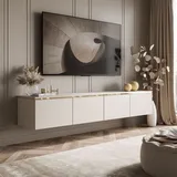 Lukmebel CELINE KASCHMIR TV-Lowboard 200 cm Beige/Gold Holzwerkstoff