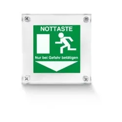Nottasten-Hinweisschild, grün RAL 6032, Pfeil nach unten
