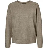 Vero Moda Damen Vmdoffyshine Ls O-Neck Blouse Rep Noos Strickpullover, Silver Mink/Detail:W. Gold Lurex, L