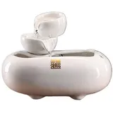 Tischbrunnen Keramik-Wasserfall-Zimmerbrunnen, Tischbrunnen for Büro und Zuhause(Weiß)