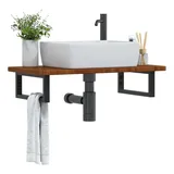 vidaXL Waschtischplatte Mit Halterung Stahl Und Massivholz Eiche Vidaxl