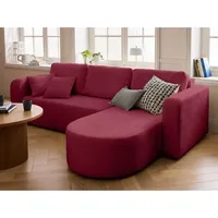 Miro - 4-sitzer ecksofa beidseitig montierbar - schlaffunktion und bettkasten - aus strukturiertem samt - pflaume