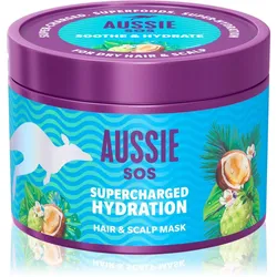 Aussie SOS Supercharged Hydration beruhigende feuchtigkeitsspendende Maske für Haare und Kopfhaut 500 ml
