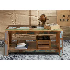 Massivmoebel24 Couchtisch Altholz Mehrfarbig Akazie 110 x 45 x 50 cm