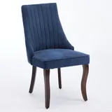 OKWISH Esszimmerstuhl Set 2er Polsterstuhl Blau 96x50x48 cm mit hoher Rückenlehne, Chenille Bezug, Massivholzbeine, verstellbaren Bodengleitern