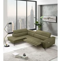 Ecksofa EGOITALIANO "Martine, Multifunktionssofa mit Komfortfunktionen, edel und bequem", grün (pistazie), B:272cm H:96cm T:203cm, Leder »BULL« (echtes Rindsleder). Geschliffenes, pigmentiertes und behandeltes Rindsleder mit einer Dicke von 1, 3-1, 5 mm. Dieses Leder zeigt eine ziemlich weiche Hand mit einem halb undurchsichtigen Aussehen. Es handelt sich um ein geschütztes Leder. Eine leichte Deckschicht schützt sie vor Flecken, ohne ihre ursprünglichen Eigenschaften zu verändern. Die geschützten Leder