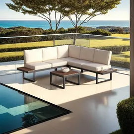 Tectake tectake® Garten-Lounge-Set Eliar mit Aluminiumgestell, pulverbeschichtet,