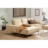 W.SCHILLIG Ecksofa run, Designsofa mit tollem Sitzkomfort, bequem, L-Form, mit elegantem Holzsockel, Füße in Silber matt, Breite 279 cm braun