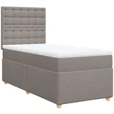 vidaXL Boxspringbett mit Matratze Taupe 100x200 cm Stoff