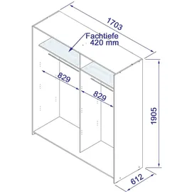 Forte Schwebetürenschrank Dederik 170,3 x 190,5 x 61,2 cm Braun