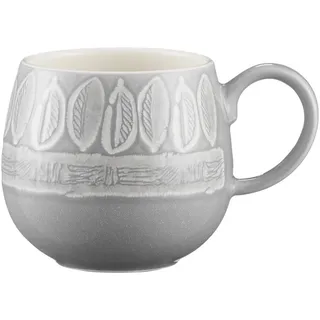Mason Cash Geprägte Steingut Tasse, Grau, 350 ml, Cappuccino Tassen mit Blattmuster, Spülmaschinen- und mikrowellengeeignet, Steingut Kaffeebecher, Kaffeetassen Vintage
