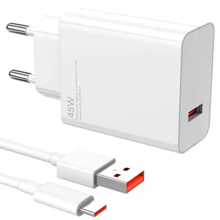 45W USB Ladegerät Netzteil für Xiaomi Redmi Note 14 5G 13 12 11 Pro, Turbo Schnellladekabel USB Power Adapter Mit Typ C Kabel 1M für Xiaomi 14T Poco X7 M7 Pro M6 Mi 10T Lite