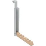 10 x Klapphaken, zum Einhängen, Türgarderobe für je 6 Kleiderbügel, Metall und Holz, Haken für 2 cm Türfalz, grau