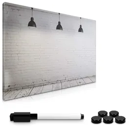 Navaris Magnettafel Magnetpinnwand Memoboard zum Beschriften - 60x40 cm Notiztafel div. Designs - Tafel abwaschbar mit Halterung Magneten Stift