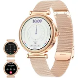 UHOOFIT Smartwatch Damen mit Telefonfunktion 1,27'' HD-Display Fitness-Smartwatch für Frauen 100 Mehrere Trainingsmodi, Gesundheitsüberwachung, Sprachassistenten für Android IOS(Gold)