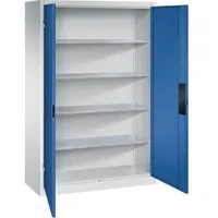 C+P Schwerlastschrank Metall 120,0 x 50,0 x 195,0 cm grau/blau 4 Fachböden abschließbar