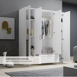 SchlafKONTOR Drehtürenschrank Lepini 156 x 191 x 50 cm Weiß
