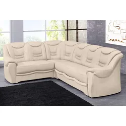 Ecksofa SIT & MORE "Bansin L-Form", beige (natur), B:265cm H:94cm T:215cm, Luxus-Microfaser ALTARA NUBUCK (100% Polyester), SOFTLUX-Kunstleder, NaturLEDER (echtes Rindsleder)/Korpus SOFTLUX-Kunstleder, Sofas, wahlweise mit Bettfunktion