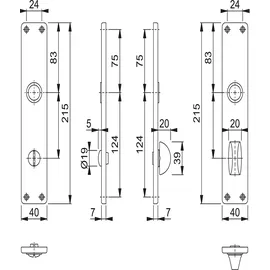 HOPPE Langschildgarnitur WC/S 202SP grau/neusilberfarbig