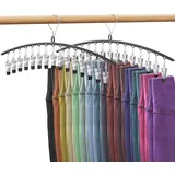 Figarge 2 Stück Hosenbügel Platzsparend Metall Kleiderbügel mit starken Antirutsch 30 Clips Platzsparende Hosenbügel Hosenkleiderbügel Hangers Hosen Organizer für Kleiderschrank Röcke Mützen Leggings