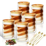 Latte Macchiato Gläser Doppelwandige 6 X 400ml KaffeegläSer Doppelwandige mit 6 Löffeln Cappuccino Tassen Thermogläser Gläser für Tee, Milch, Eiskaffee, Saft
