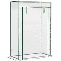 MC Star Gewächshaus Treibhaus Tomatenhaus Frühbeet mit Tür zum Aufrollen Stahl, Kunststoff Transparent 100x50x150cm weiß