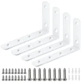 4 Stück Winkel Regal Halterungen, Bolatus L Winkel Regal Metall Regalhalterung 90 Grad Winkelverbinder Bodenträger Wandregal Regalwinkel Regalträger Weiß mit Schrauben (125mm x 75mm x 30mm)