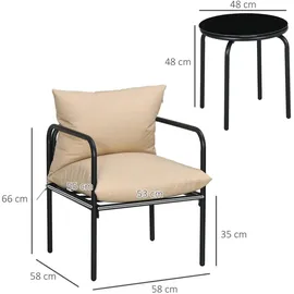 Outsunny Gartenmöbel-Set Beige, Metall, Gartenmöbel, Gartenmöbel-Sets