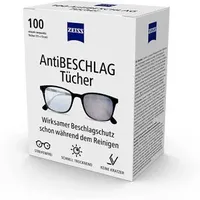 ZEISS Brillenputztücher Anti-Beschlag-Tücher, feucht, 13x 15 cm, aus Zellstoff, mit Antibeschlagwirkung, 100 Stück