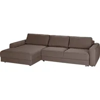 TRENDMANUFAKTUR Ecksofa »0, L-Form«, wahlweise mit Bettfunktion und Bettkasten, Tiefe Sitzfläche braun