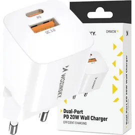 wozinsky 20W USB-C / USB-A Wandladegert - Weiß Schnelladegert PD, QC 3.0 - Weiß