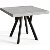 AlpiMeble Quadratischer Esstisch ausziehbar – Moderner Wohnzimmertisch und Küchentisch – Tisch mit Holzbeinen, stabile Konstruktion, Durchmesser 110 cm - 210 cm - Farbe Graphit - Kollektion Rico