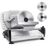 Elektrischer Allesschneider Edelstahl - Verstellbare Küchenmaschine 0 bis 15mm - 2 Klingen - Wurstschneidemaschine - Brotschneidemaschine, Schinkenschneider,Fleisch