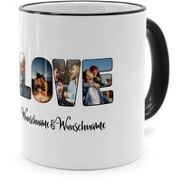 PhotoFancy® - Fototasse 'LOVE' - Personalisierte Tasse mit eigenem Foto und Text selbst gestalten - Schwarz